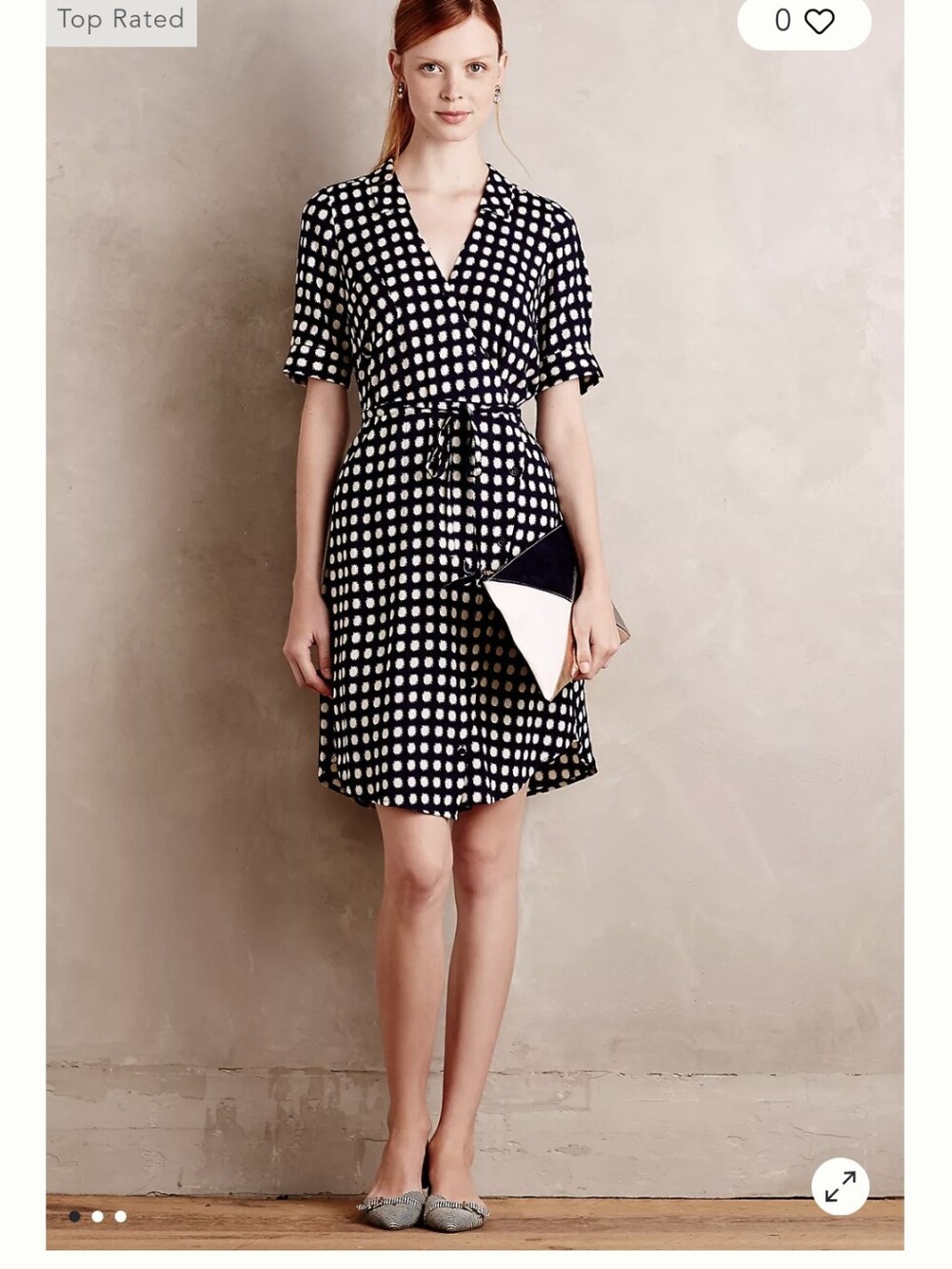 11-1-tylho Anthropologie Polka Dot Wrap Dress - Navy And White With Pockets!